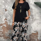 🌸Women's Casual Floral Print Wide Leg Trousers and Short Sleeve Top Set