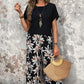 🌸Women's Casual Floral Print Wide Leg Trousers and Short Sleeve Top Set