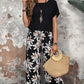 🌸Women's Casual Floral Print Wide Leg Trousers and Short Sleeve Top Set