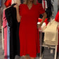 Damen Kleid mit V-Ausschnitt in Rot