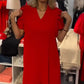 Damen Kleid mit V-Ausschnitt in Rot