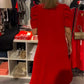 Damen Kleid mit V-Ausschnitt in Rot