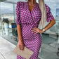💕🌸Womenswear Bedrucktes Bubble Sleeve V-Ausschnitt Kurzärmeliges Kleid mit V-Ausschnitt Taille