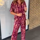 💕🌸Women's Printed Button-Down Shirt & Pants 2-Piece Set