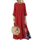 🔥🌸Langes Vintage-Kleid mit Blumendruck und Rundhalsausschnitt für Frauen🌸🩷