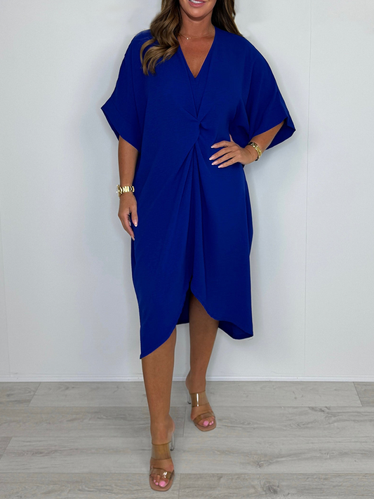 💕🌸Kurzärmliges Maxikleid mit Knotendetail