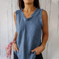 Ärmelloses T-Shirt aus Leinen und Baumwolle für Damen
