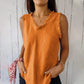 Ärmelloses T-Shirt aus Leinen und Baumwolle für Damen
