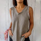 Ärmelloses T-Shirt aus Leinen und Baumwolle für Damen