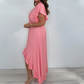 Damen Resort Style V-Ausschnitt Polka Dot Ruffle Sleeve Kleid