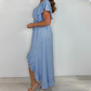 Damen Resort Style V-Ausschnitt Polka Dot Ruffle Sleeve Kleid