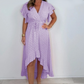 Damen Resort Style V-Ausschnitt Polka Dot Ruffle Sleeve Kleid