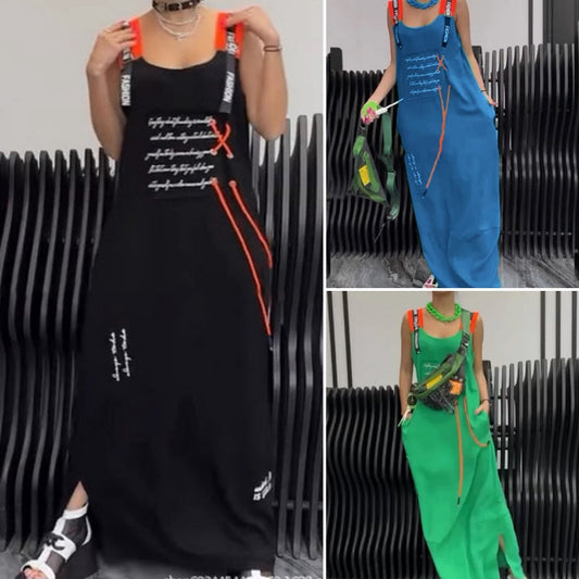 Vestido informal sin mangas estampado para mujer