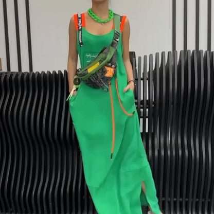 Vestido informal sin mangas estampado para mujer