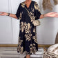 Damen lockeres Kleid mit Druck und V-Ausschnitt