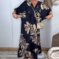 Damen lockeres Kleid mit Druck und V-Ausschnitt
