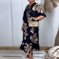 Damen lockeres Kleid mit Druck und V-Ausschnitt