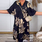 Damen lockeres Kleid mit Druck und V-Ausschnitt