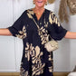 Damen lockeres Kleid mit Druck und V-Ausschnitt