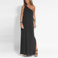 Elegant One-Shoulder Slit Ankle-Length Dress