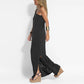 Elegant One-Shoulder Slit Ankle-Length Dress