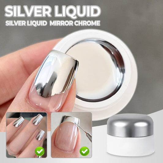 Silbernes flüssiges Spiegel-Chrom-Nagelgel in der Dose