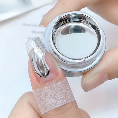 Silbernes flüssiges Spiegel-Chrom-Nagelgel in der Dose