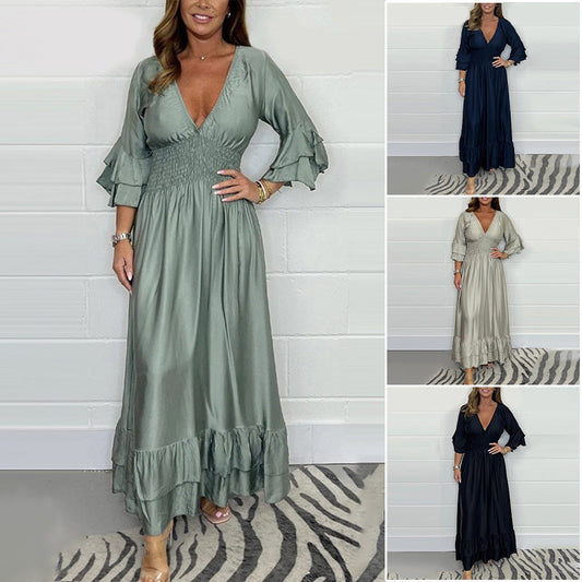 👗🌸Gerafftes Maxikleid aus Satin