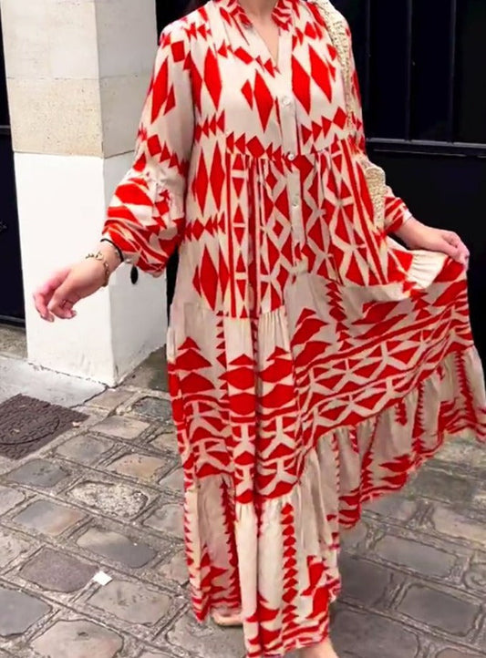 Heißer Verkauf 💃 Damen Langarm Bedrucktes Hemdkleid