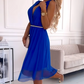 Vestido de gasa sin mangas con cuello en V