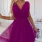 Vestido de gasa sin mangas con cuello en V