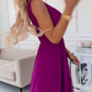 Vestido de gasa sin mangas con cuello en V
