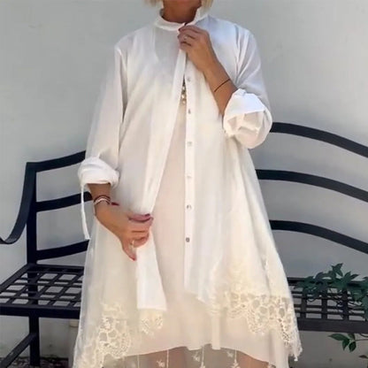 Conjunto de vestido sin mangas y cárdigan de encaje para mujer