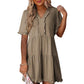Damen-Stufenkleid mit Rüschenbesatz und V-Ausschnitt
