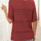 Damen Rundhalsausschnitt hohl gestrickt häkeln Kurzarm Pullover
