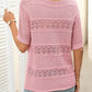 Damen Rundhalsausschnitt hohl gestrickt häkeln Kurzarm Pullover