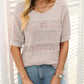 Damen Rundhalsausschnitt hohl gestrickt häkeln Kurzarm Pullover