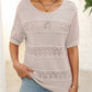 Damen Rundhalsausschnitt hohl gestrickt häkeln Kurzarm Pullover