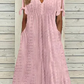 💥👗Women's Elegant V-Neck Hollow-Out Solid Dress