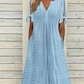 💥👗Women's Elegant V-Neck Hollow-Out Solid Dress
