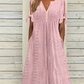 💥👗Women's Elegant V-Neck Hollow-Out Solid Dress