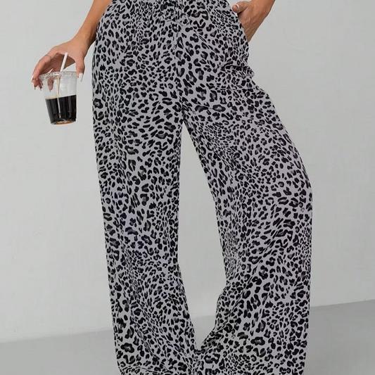 🍉🍉Modische, weite Hose mit geradem Bein und Leopardenmuster für Damen