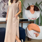 Vestido largo sin mangas con escote en V y abertura para mujer