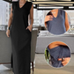 Vestido largo sin mangas con escote en V y abertura para mujer