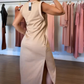 Vestido largo sin mangas con escote en V y abertura para mujer