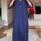 Vestido largo sin mangas con escote en V y abertura para mujer