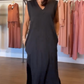 Vestido largo sin mangas con escote en V y abertura para mujer