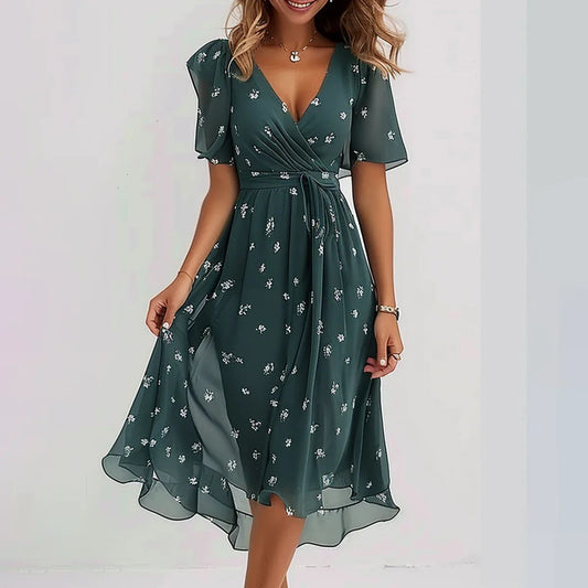 ⏳Zeitlich begrenzter Rabatt💥NEU! 2025 Trend-Chiffonkleid mit V-Ausschnitt