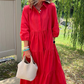 💖Damen Freizeitkleid in Knöchellänge mit Kragen und lockerer Passform