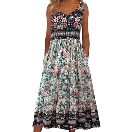 👗💥Ärmelloses Kleid mit Blumendruck für Damen